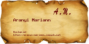 Aranyi Mariann névjegykártya