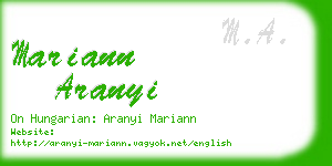 mariann aranyi business card